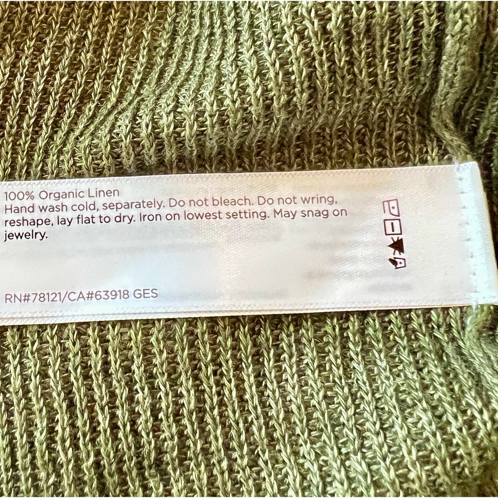 Eileen Fisher Cardigan Women L Green Cardigan Organic Linen Knit Sweater NWT - Picture 7 of 7